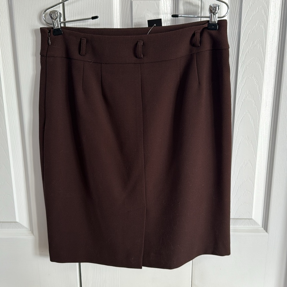 NWT LOFT Chocolate Brown Lined Pencil Skirt w/ Side Zipper & Belt Loops - Size 6 - Picture 5 of 12